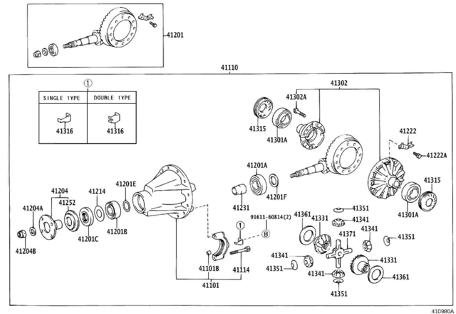 41110-25270 CARRIER ASSY, DIFFERENTIAL, REAR product image