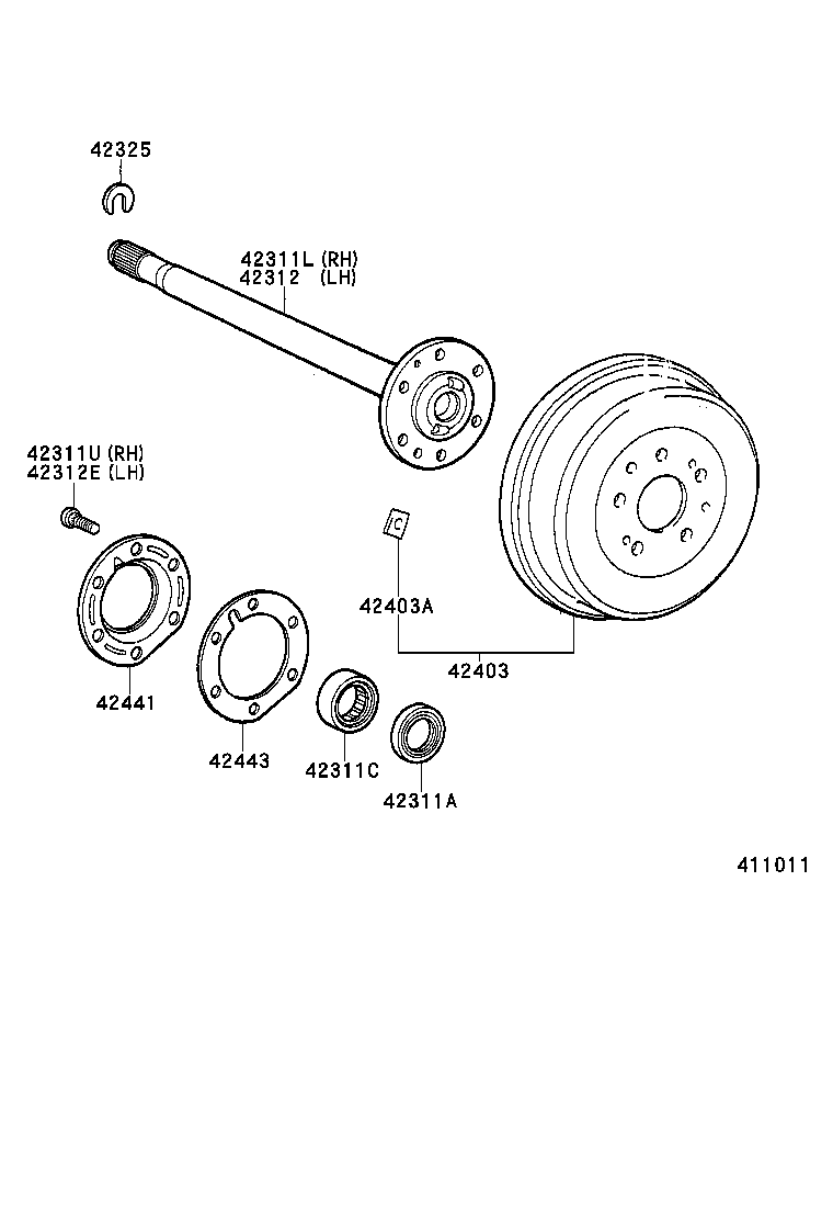 42311-34030 SHAFT, REAR AXLE, RH product image