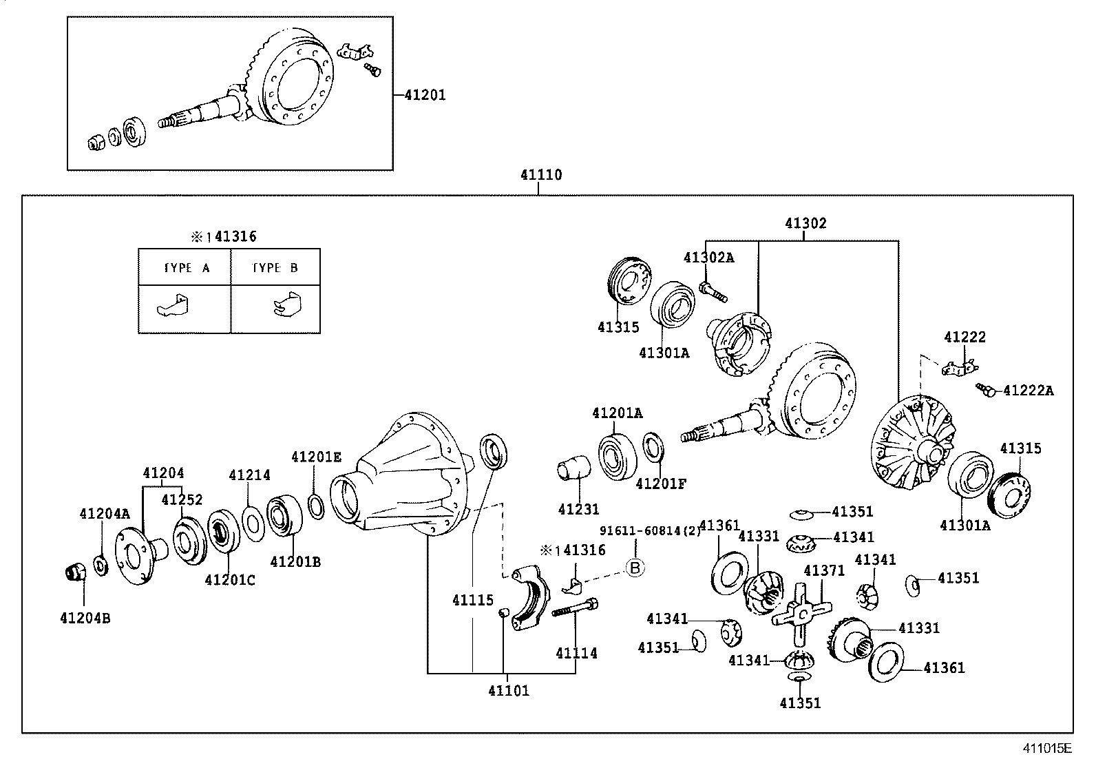 41110-37290 CARRIER ASSY, DIFFERENTIAL, REAR product image