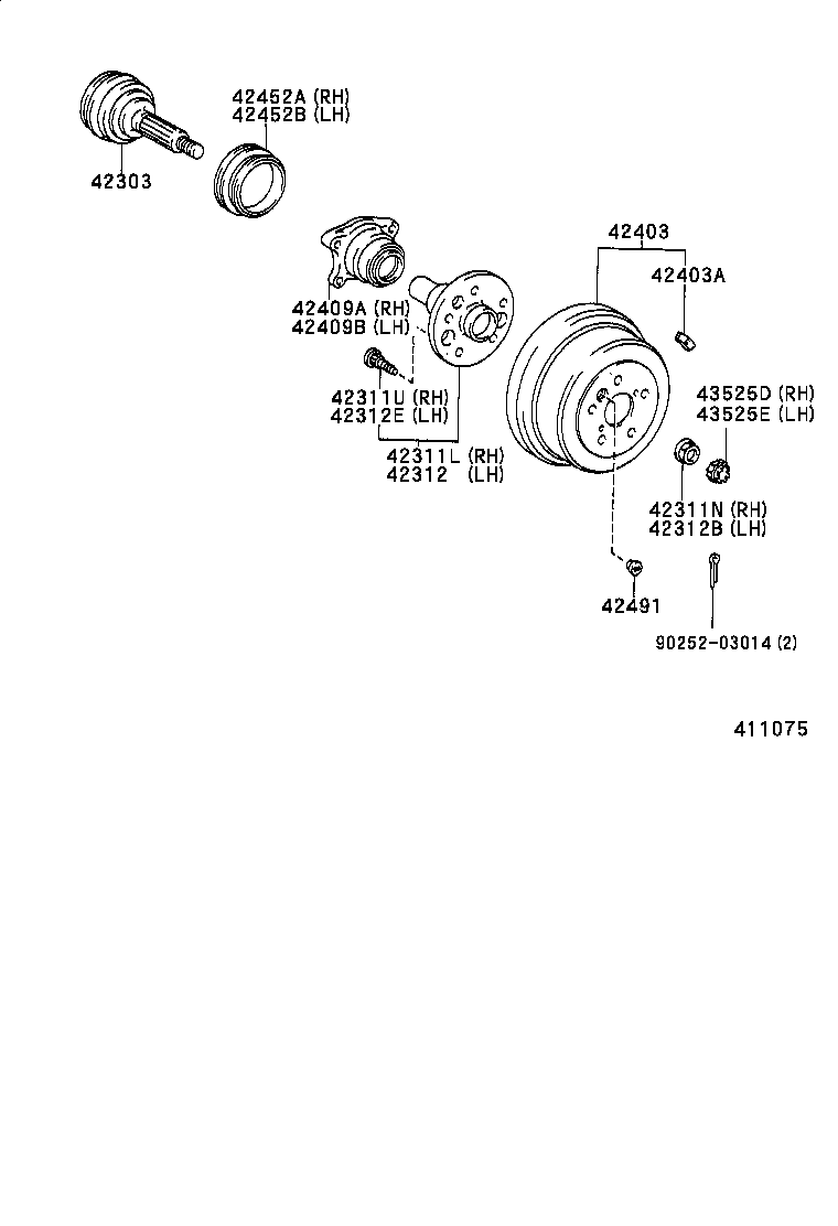 42303-42020 FLANGE SUB-ASSY, REAR AXLE product image