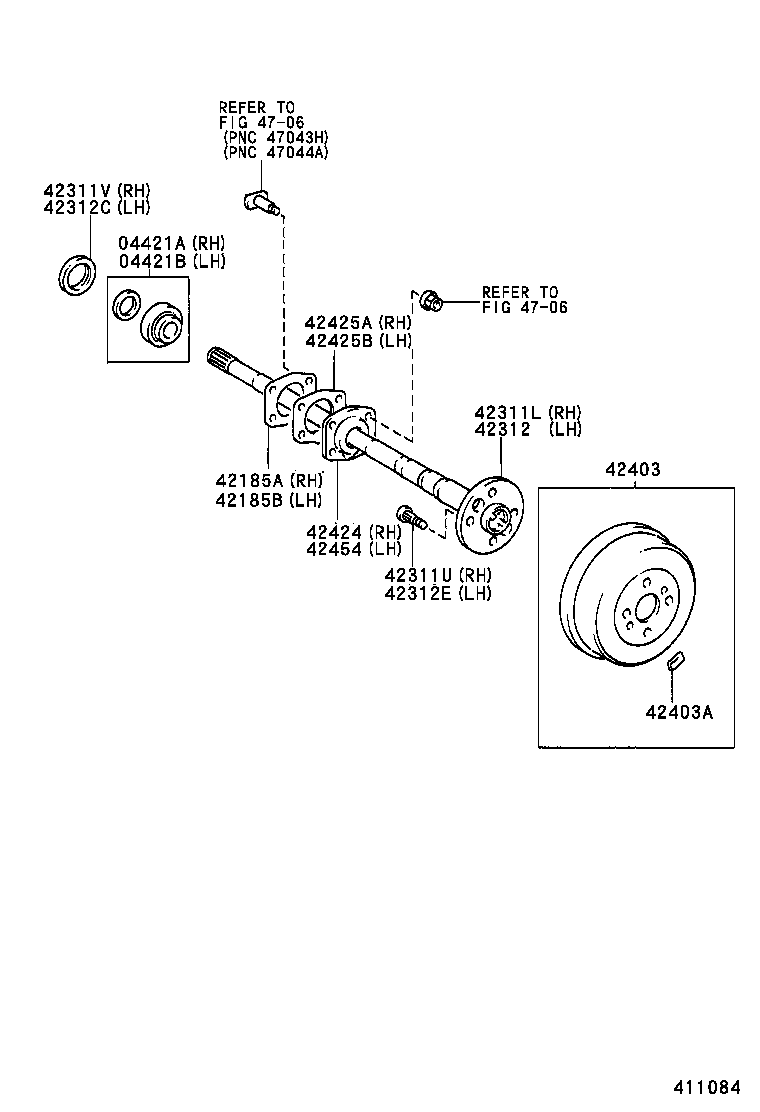 04421-0B020 BEARING KIT, REAR AXLE SHAFT, RH product image
