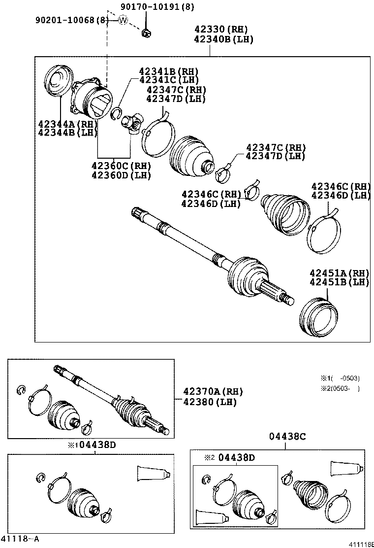 42330-42040 SHAFT ASSY, REAR DRIVE, RH product image