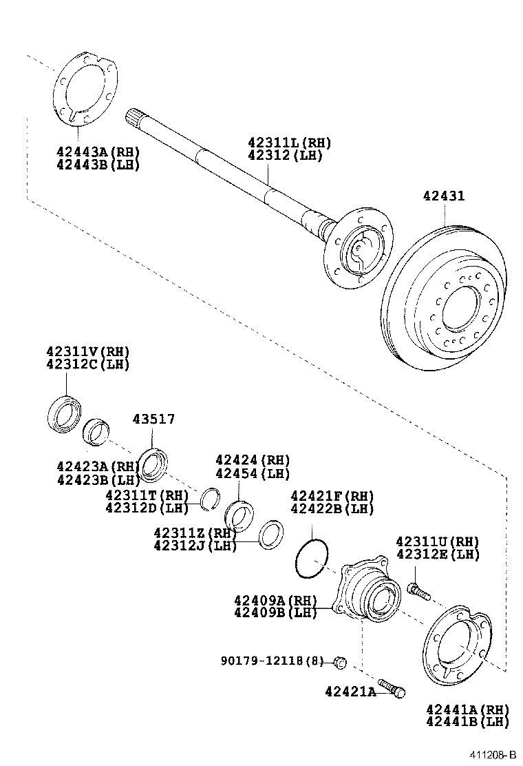 42311-34070 SHAFT, REAR AXLE, RH product image