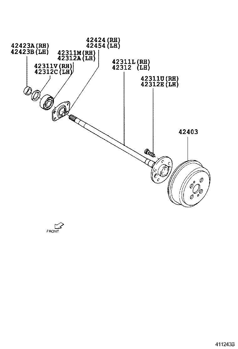 42312-97503 SHAFT, REAR AXLE, LH product image