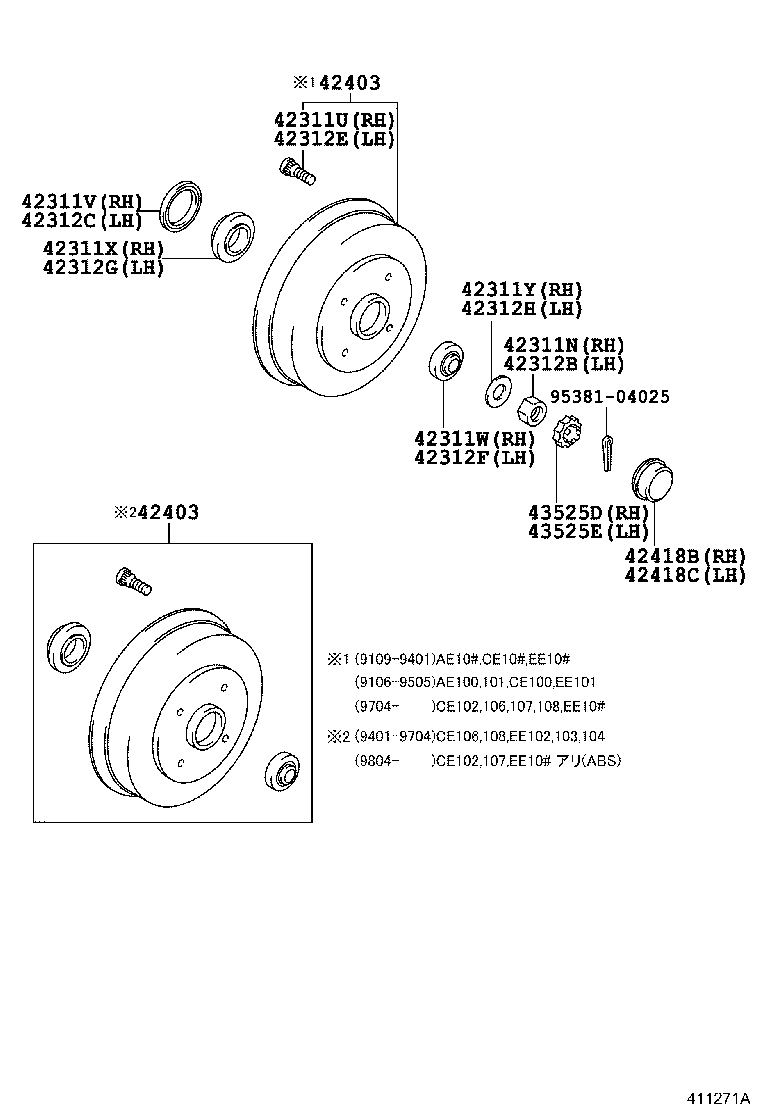 42043-19085 DRUM SUB-ASSY, REAR BRAKE product image
