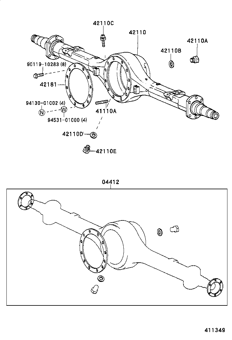 41110-37040 CARRIER ASSY, DIFFERENTIAL, REAR product image