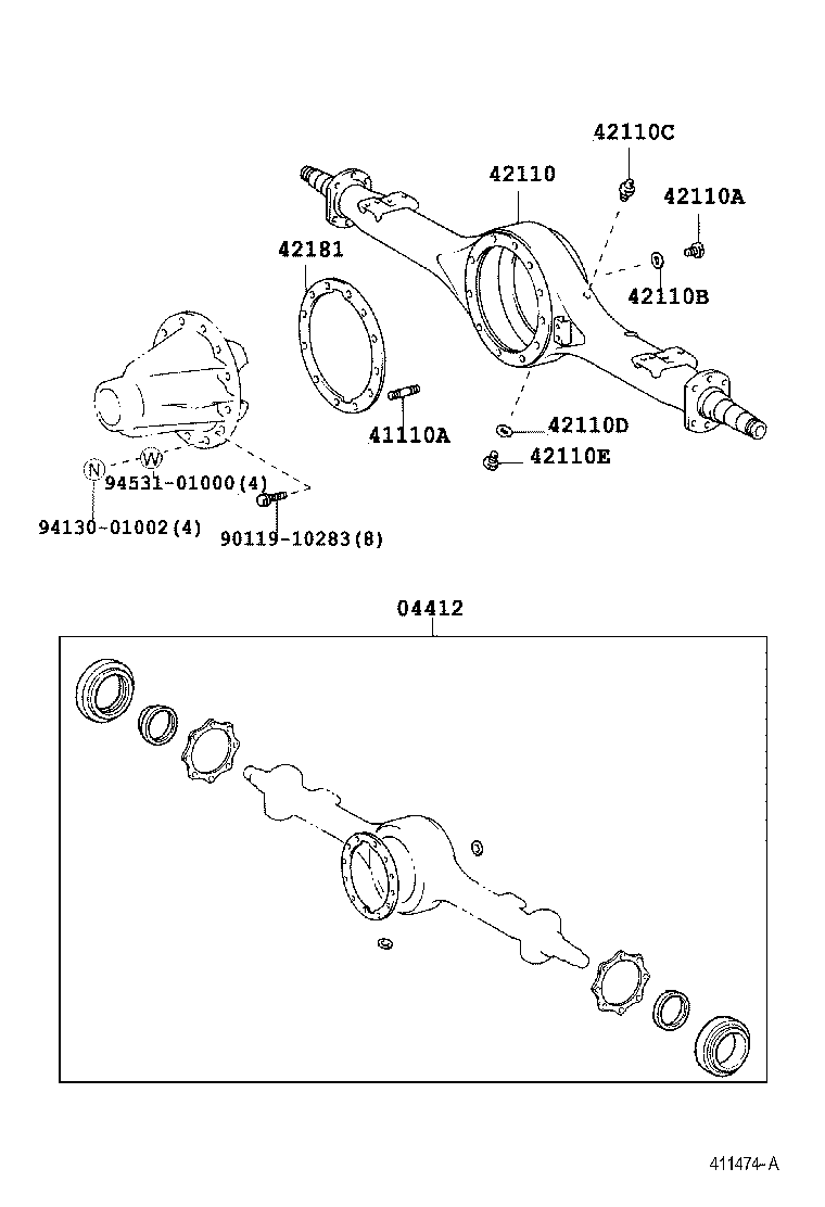 41110-37290 CARRIER ASSY, DIFFERENTIAL, REAR product image