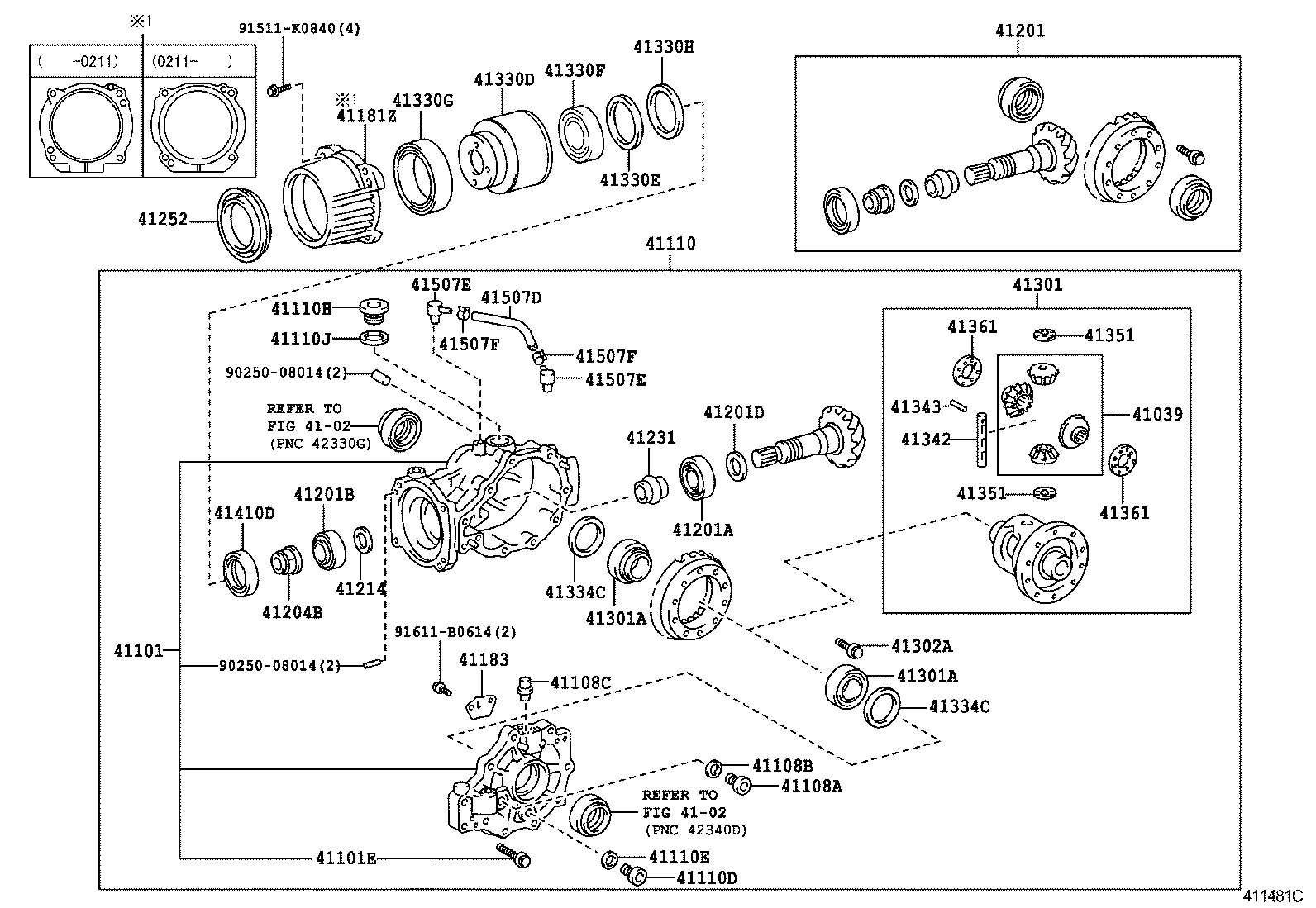 41110-21052 CARRIER ASSY, DIFFERENTIAL, REAR product image