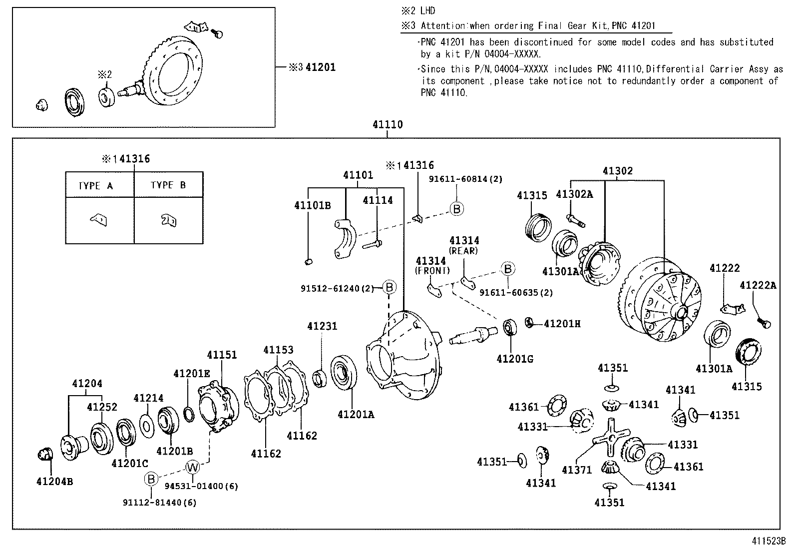41101-37060 CARRIER SUB-ASSY, DIFFERENTIAL, REAR product image