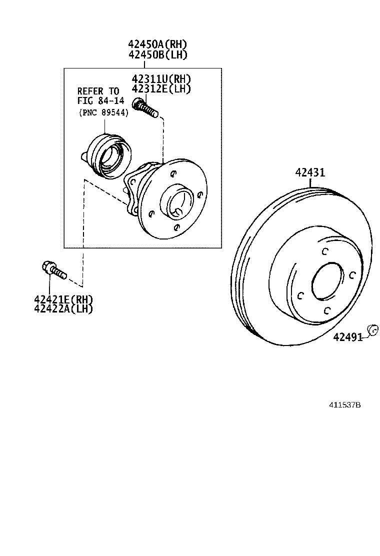 42450-12070 HUB & BEARING ASSY, REAR AXLE, RH product image