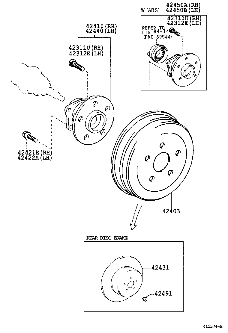 42410-01020 HUB & BEARING ASSY, REAR AXLE, RH product image