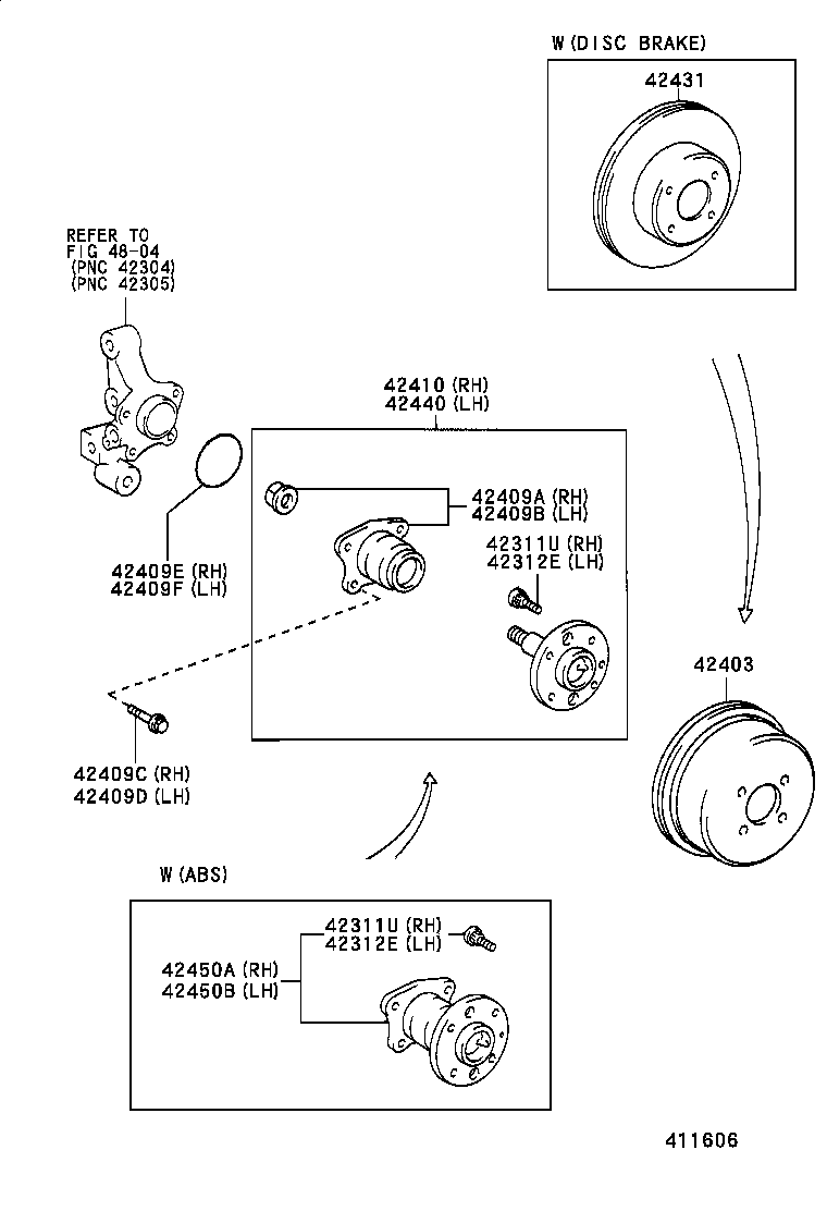 42410-02040 HUB & BEARING ASSY, REAR AXLE, RH product image