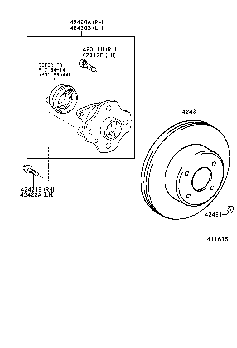 42410-02100 HUB & BEARING ASSY, REAR AXLE, RH product image