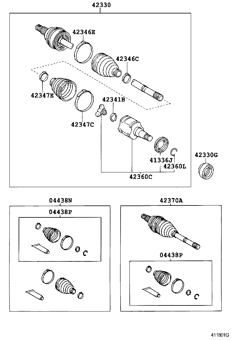 04437-21030 BOOT KIT, REAR DRIVE SHAFT, INBOARD JOINT, RH product image
