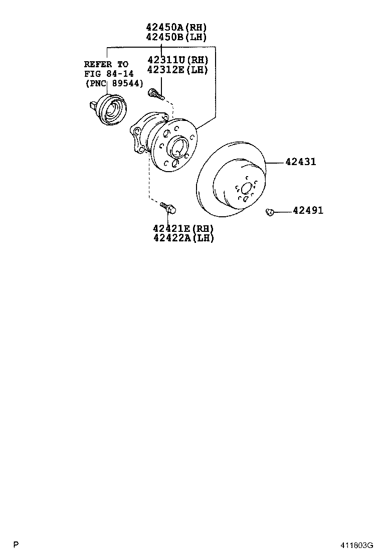 42450-48030 HUB & BEARING ASSY, REAR AXLE, RH product image