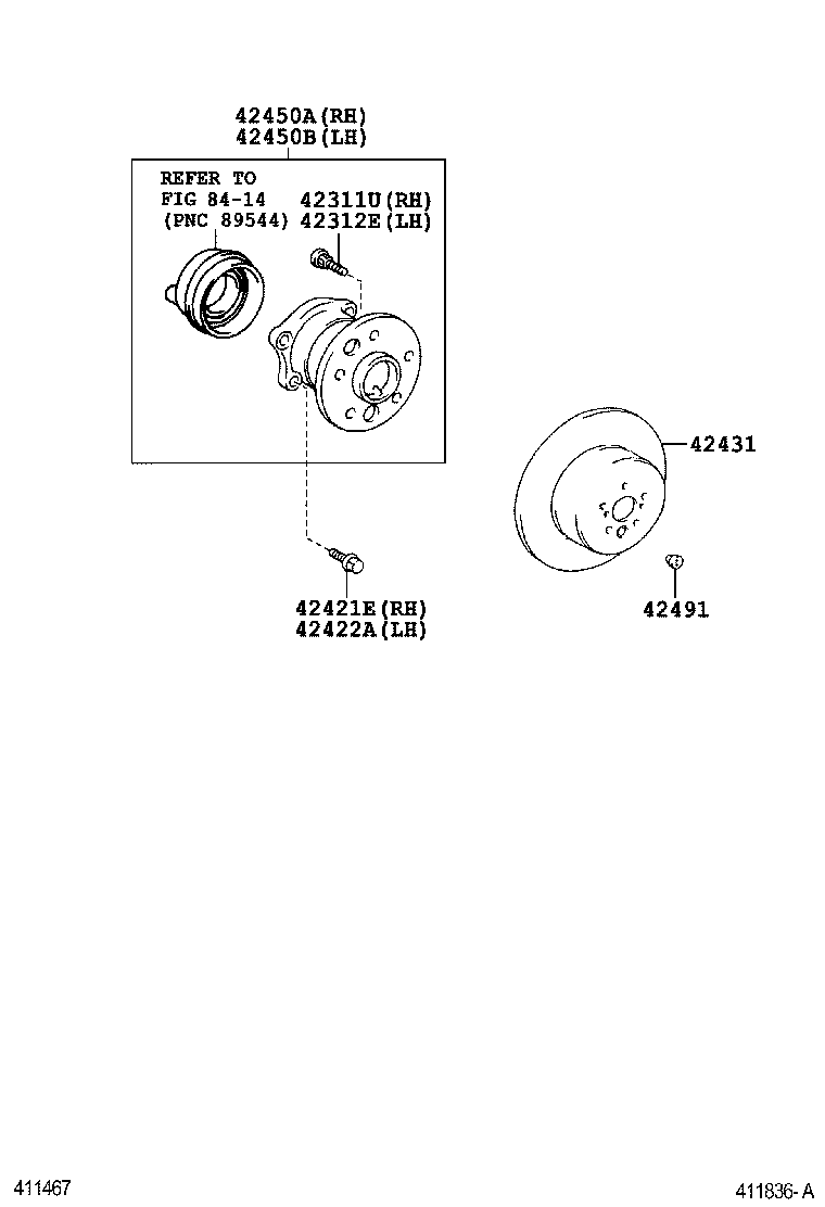 42450-06020 HUB & BEARING ASSY, REAR AXLE, RH product image