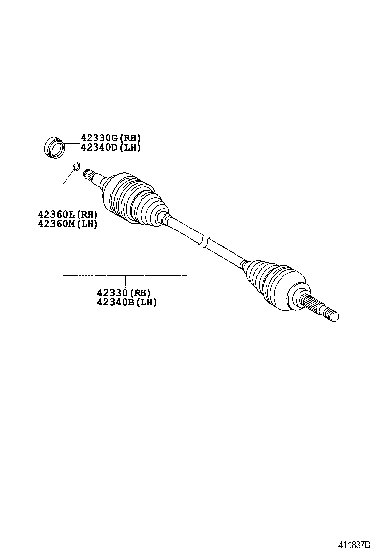 42340-50050 SHAFT ASSY, REAR DRIVE, LH product image