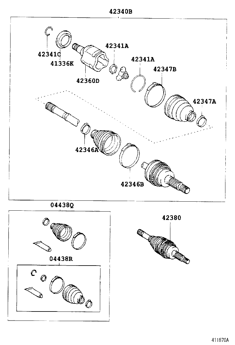 04437-08010 BOOT KIT, REAR DRIVE SHAFT, INBOARD JOINT, RH product image