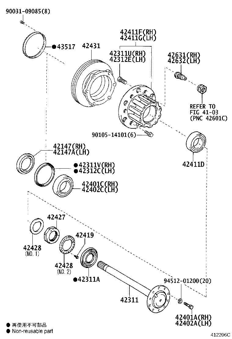 90942-T2004 BOLT, HUB (FOR REAR AXLE RH) product image