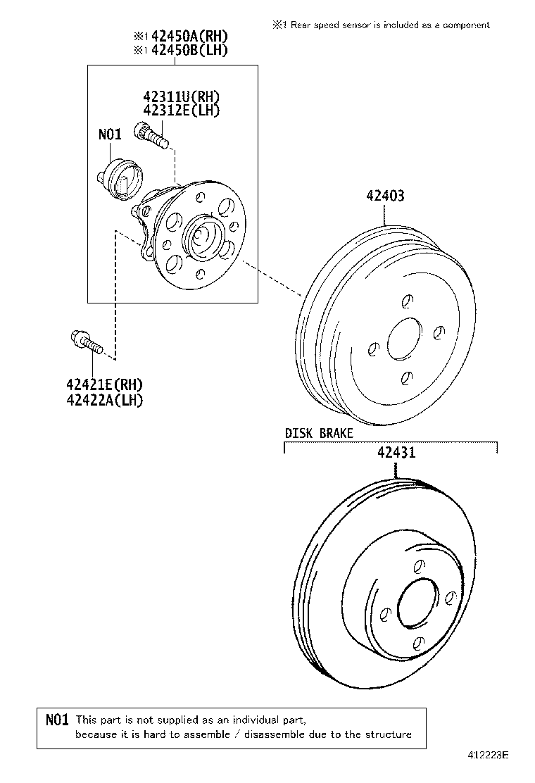 42431-52070 DRUM SUB-ASSY, REAR BRAKE product image