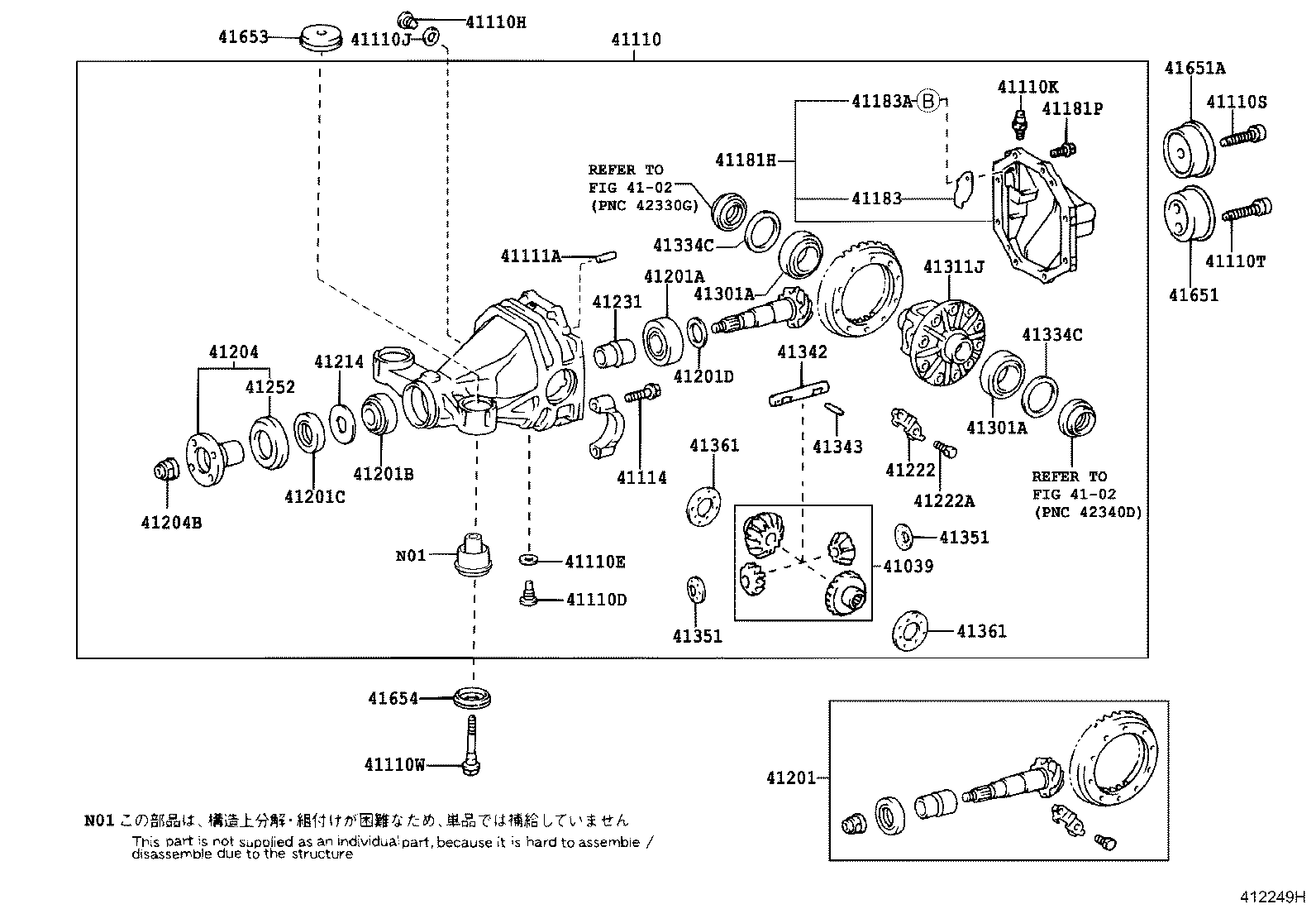 41110-53221 CARRIER ASSY, DIFFERENTIAL, REAR product image