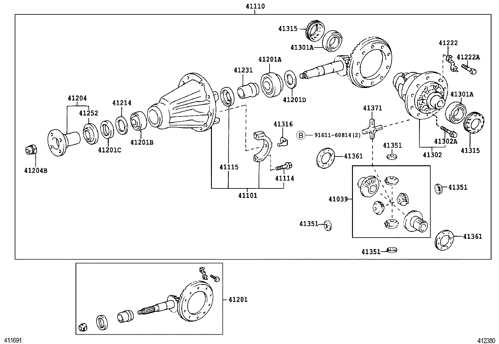 41110-35B30 CARRIER ASSY, DIFFERENTIAL, REAR product image
