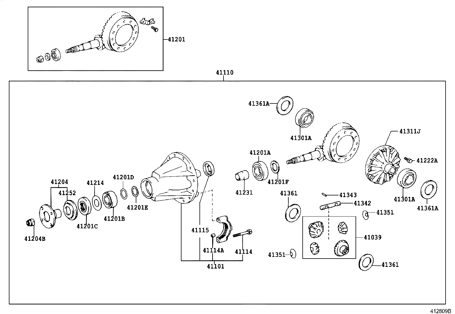 41110-37290 CARRIER ASSY, DIFFERENTIAL, REAR product image