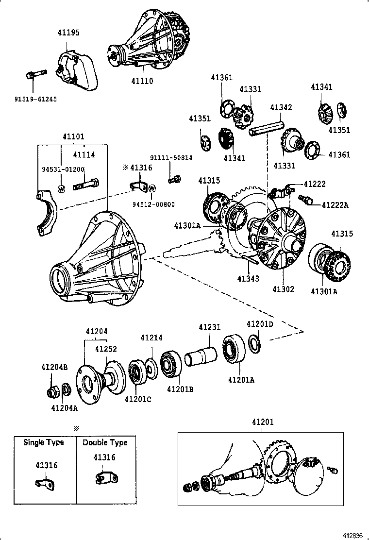 41110-30540 CARRIER ASSY, DIFFERENTIAL, REAR product image