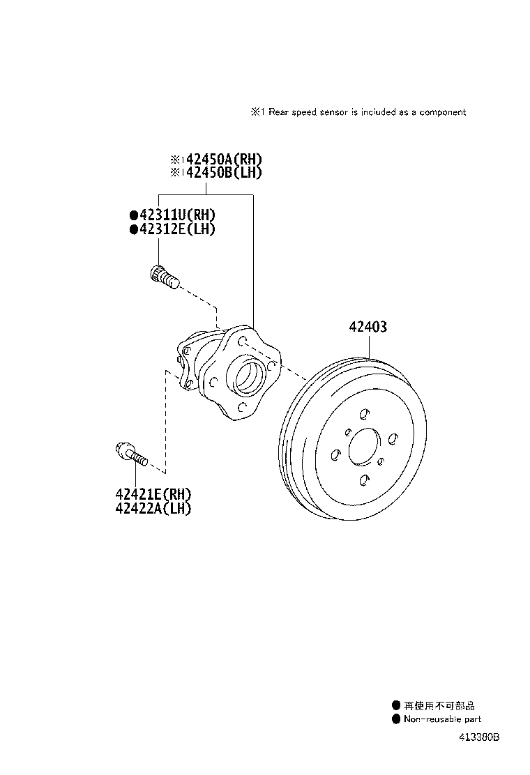 42410-0D070 HUB & BEARING ASSY, REAR AXLE, RH product image