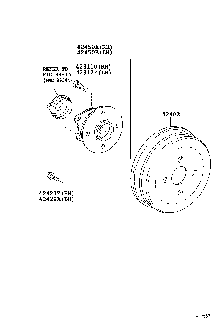 42450-13011 HUB & BEARING ASSY, REAR AXLE, RH product image
