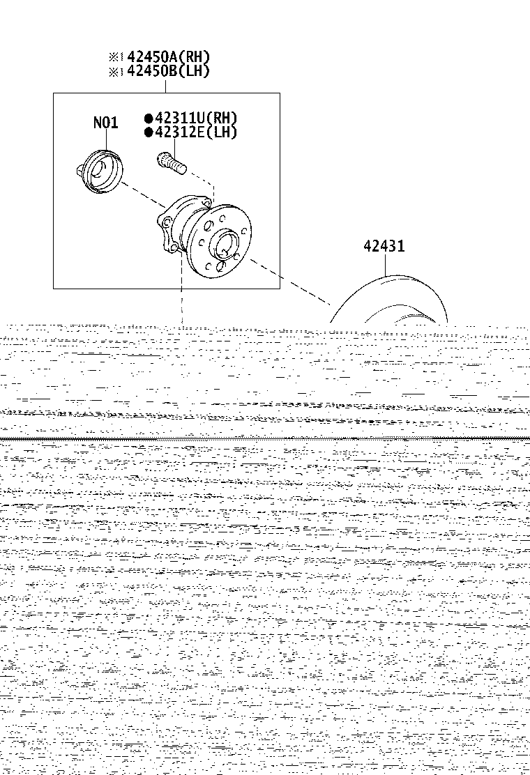 42450-06160 HUB & BEARING ASSY, REAR AXLE, RH product image