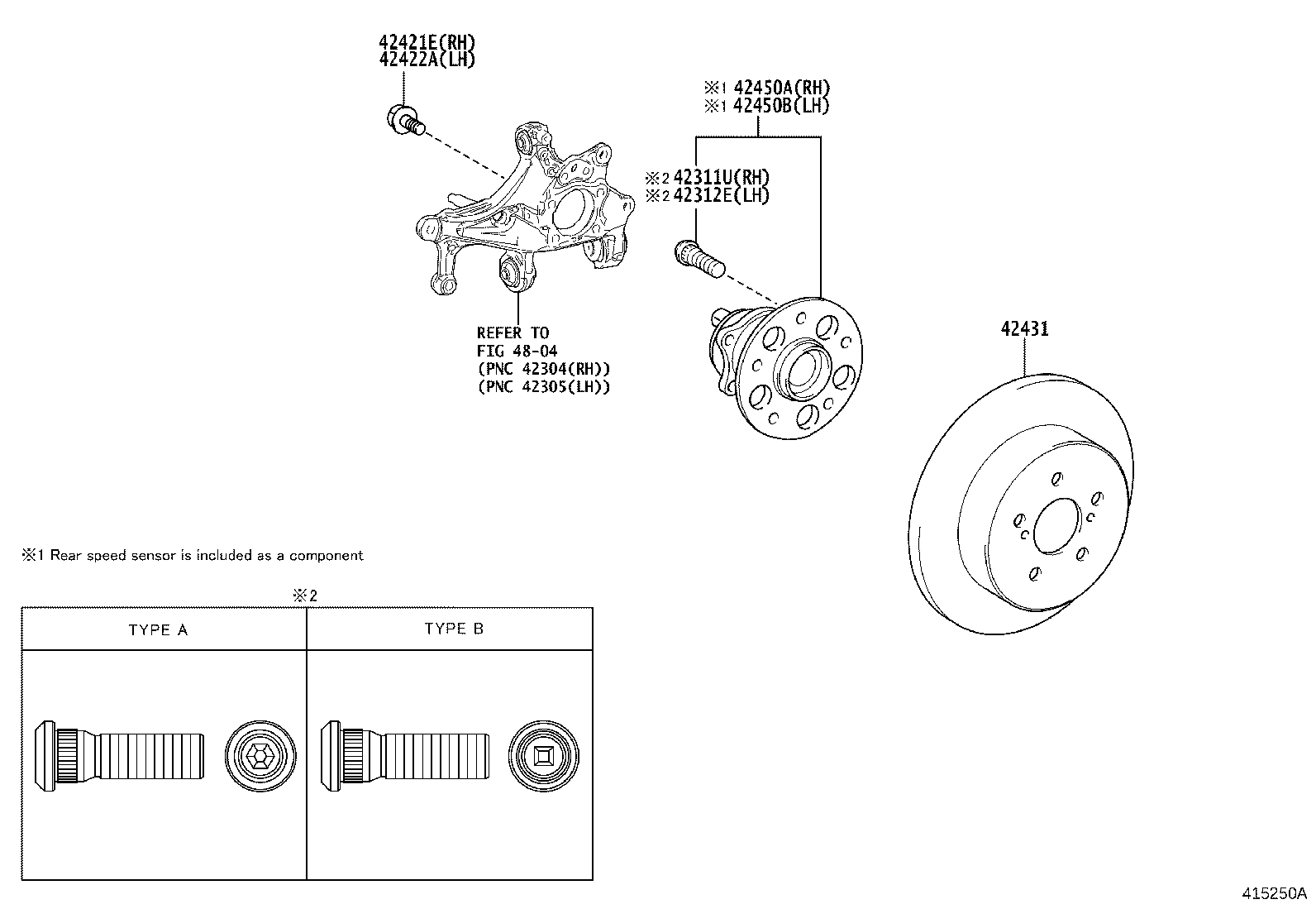 42450-F4030 HUB & BEARING ASSY, REAR AXLE, RH product image