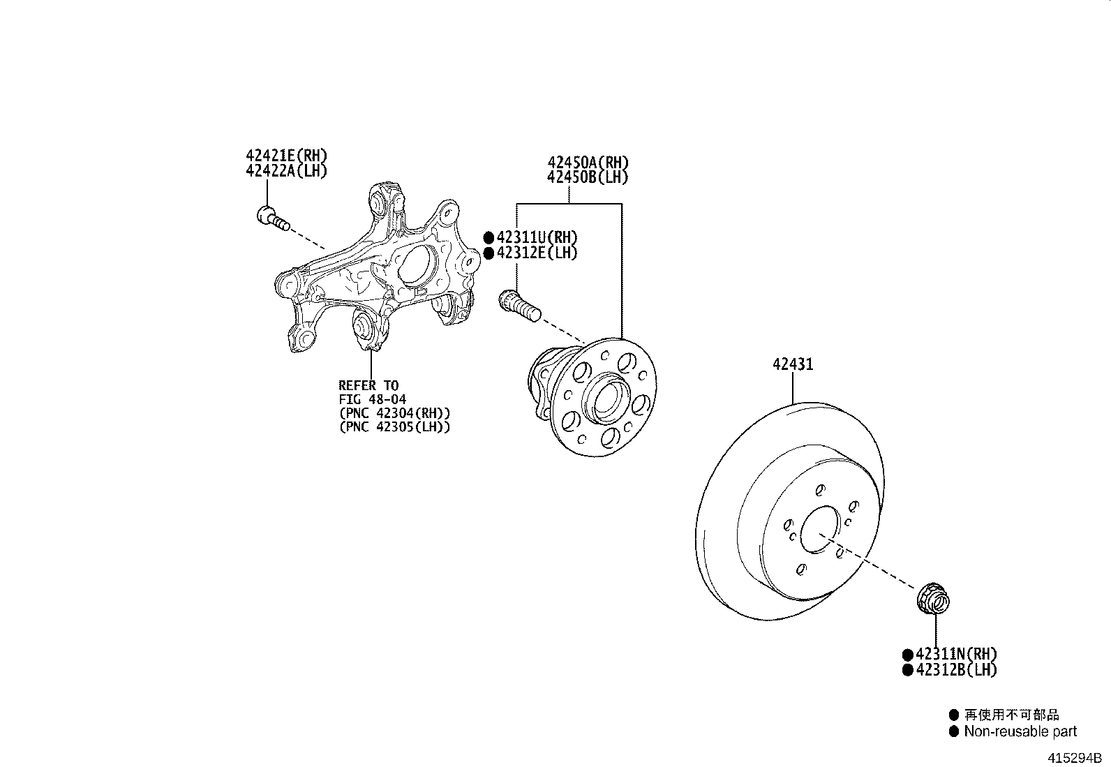 42410-42070 HUB & BEARING ASSY, REAR AXLE, RH product image