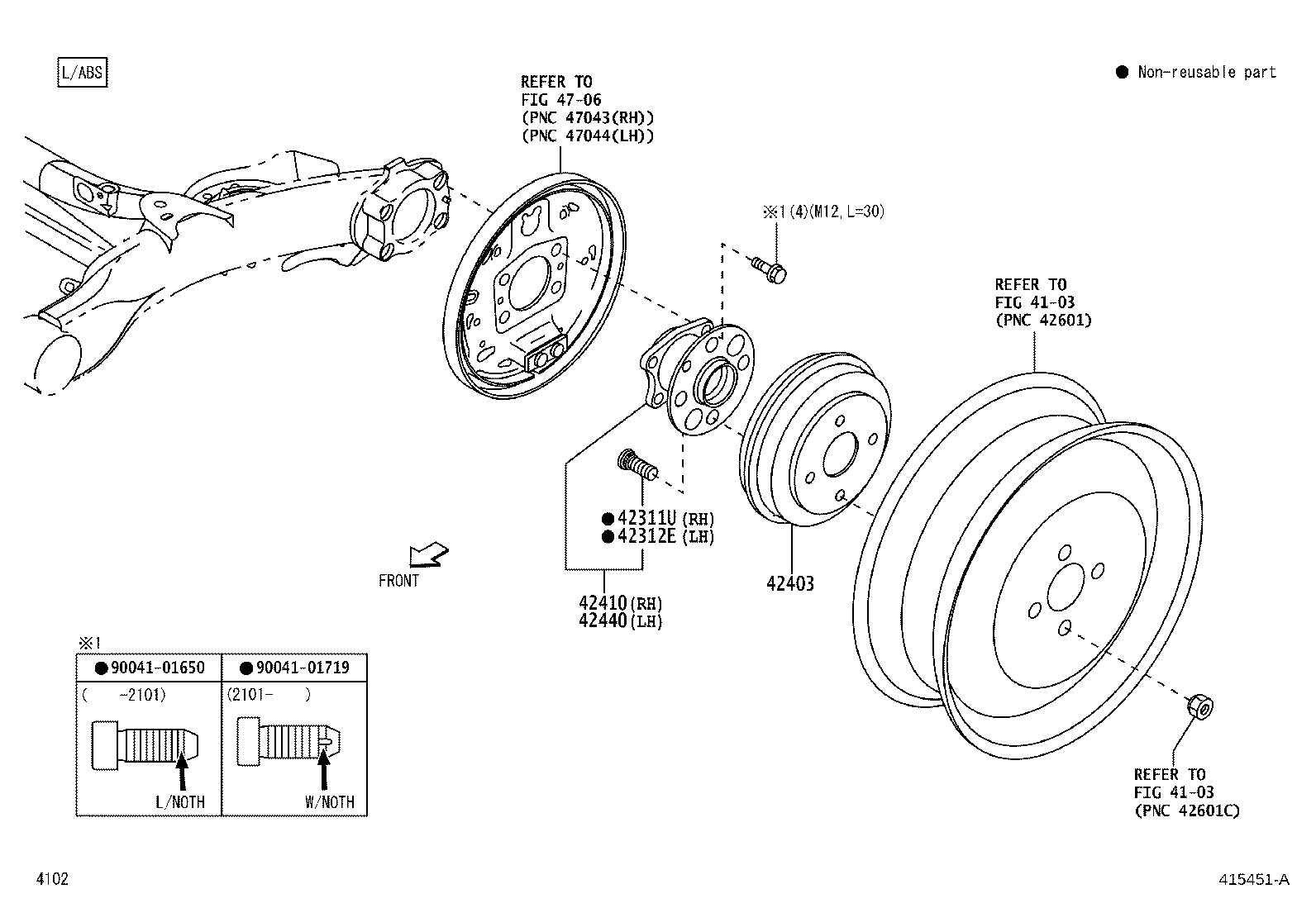 42410-BZ130 HUB & BEARING ASSY, REAR AXLE, RH product image