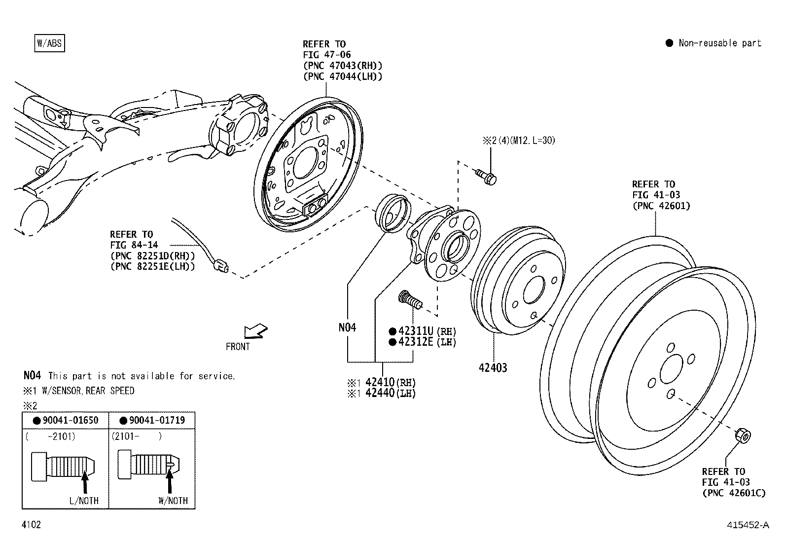 42410-BZ130 HUB & BEARING ASSY, REAR AXLE, RH product image