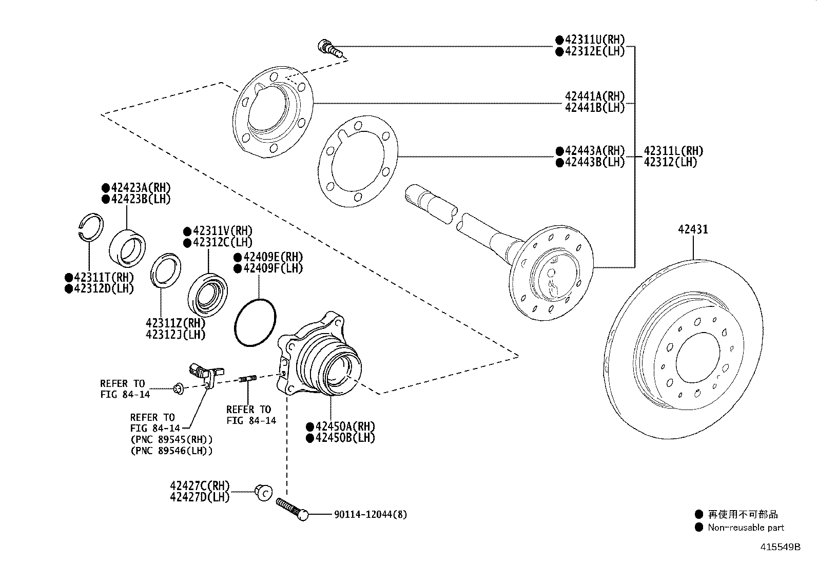 42450-60080 HUB & BEARING ASSY, REAR AXLE, RH product image
