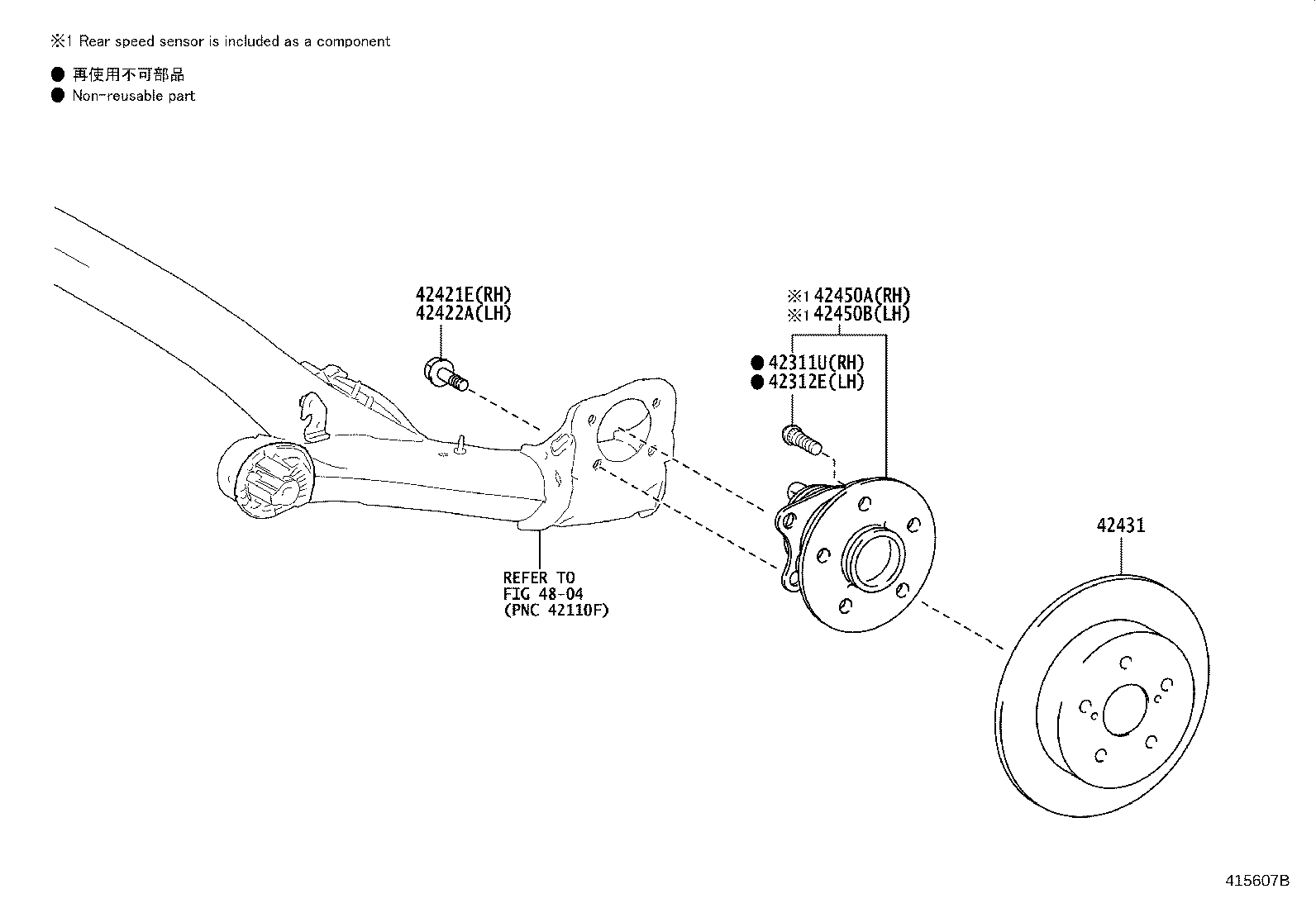 42450-0D210 HUB & BEARING ASSY, REAR AXLE, RH product image