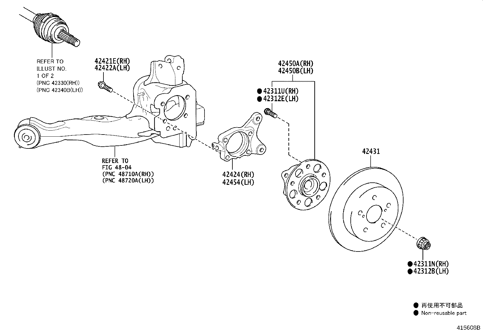 42450-0D210 HUB & BEARING ASSY, REAR AXLE, RH product image