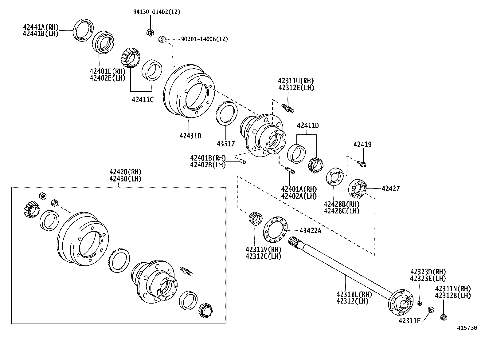 90942-02094 BOLT, HUB (FOR REAR AXLE RH) product image