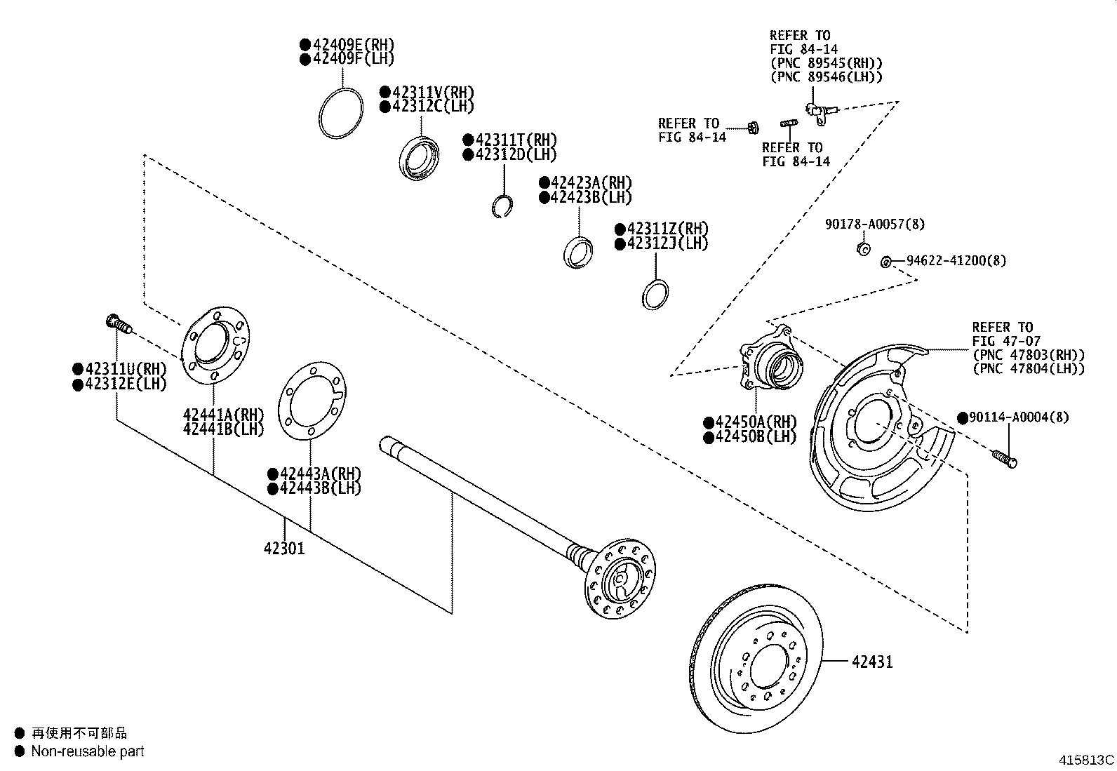 42450-0C030 HUB & BEARING ASSY, REAR AXLE, RH product image