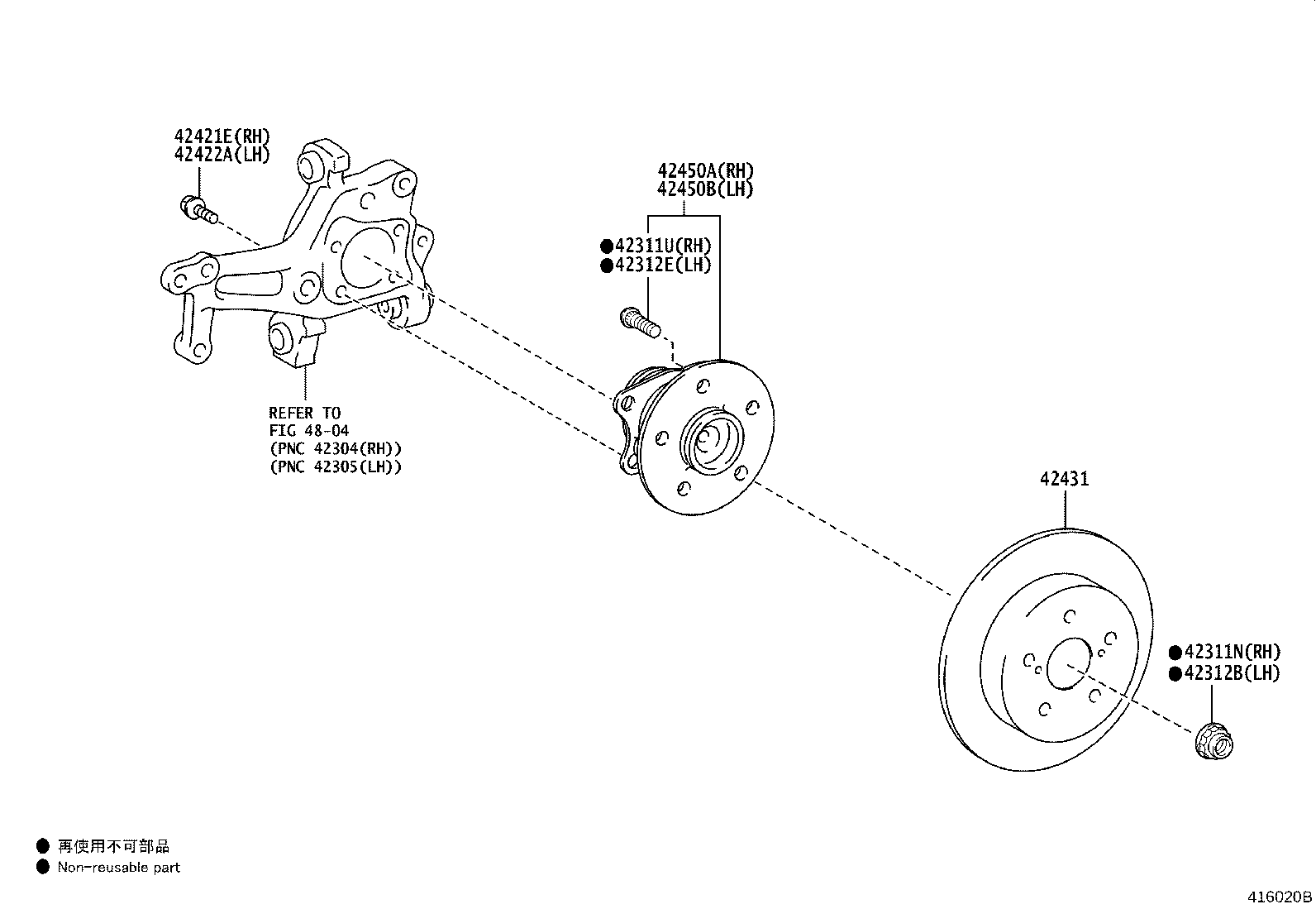 42450-76050 HUB & BEARING ASSY, REAR AXLE, RH product image