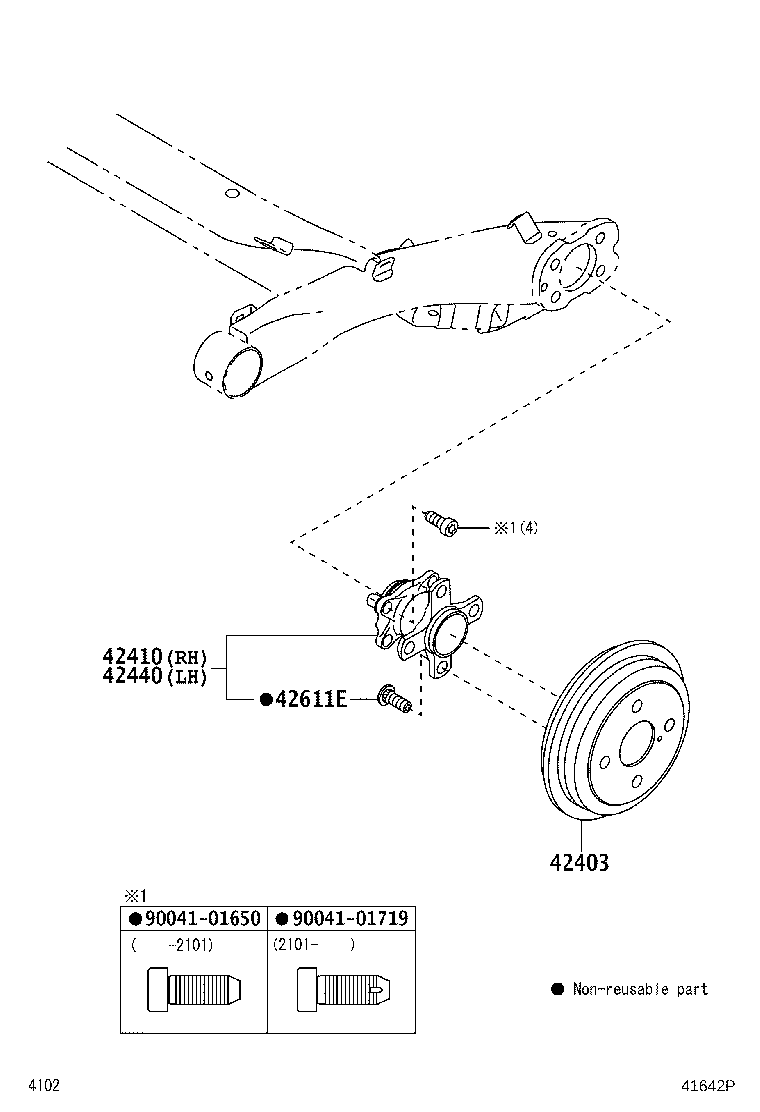 42410-B6020 HUB & BEARING ASSY, REAR AXLE, RH product image