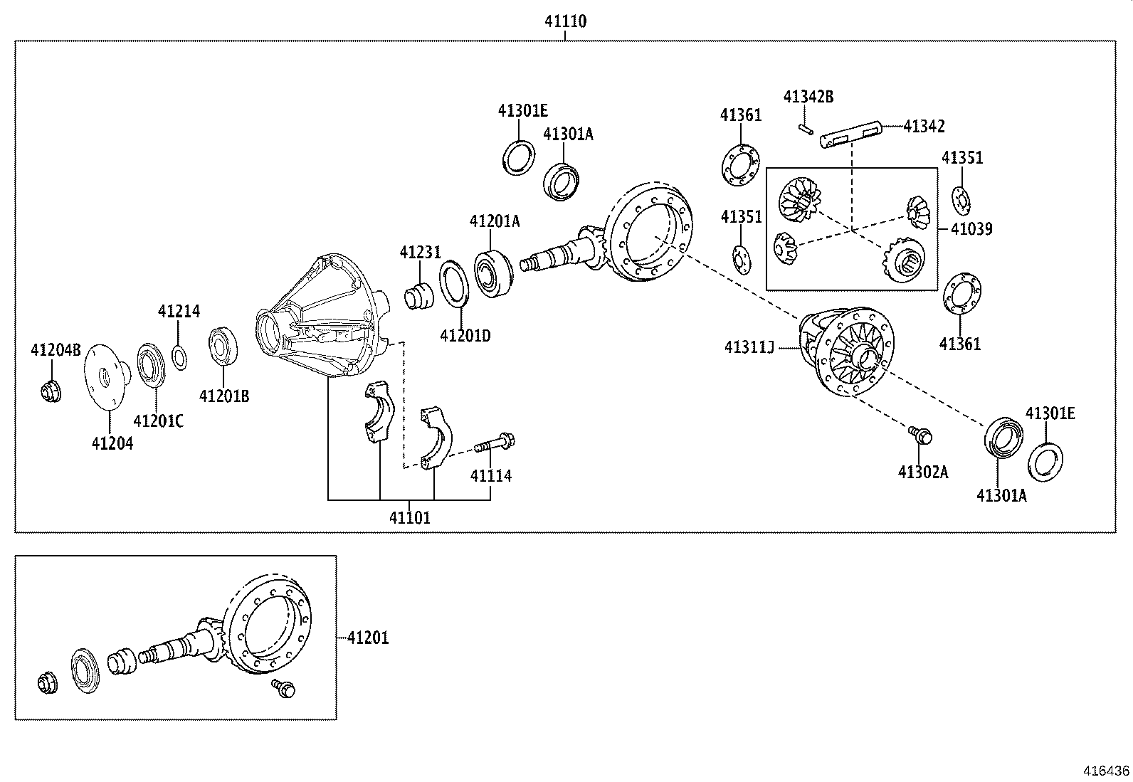 41101-04010 CARRIER SUB-ASSY, DIFFERENTIAL, REAR product image