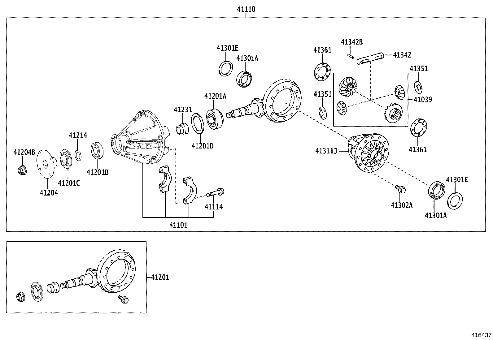 41101-04010 CARRIER SUB-ASSY, DIFFERENTIAL, REAR product image