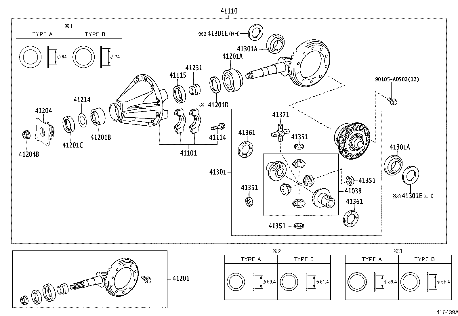 41101-04010 CARRIER SUB-ASSY, DIFFERENTIAL, REAR product image