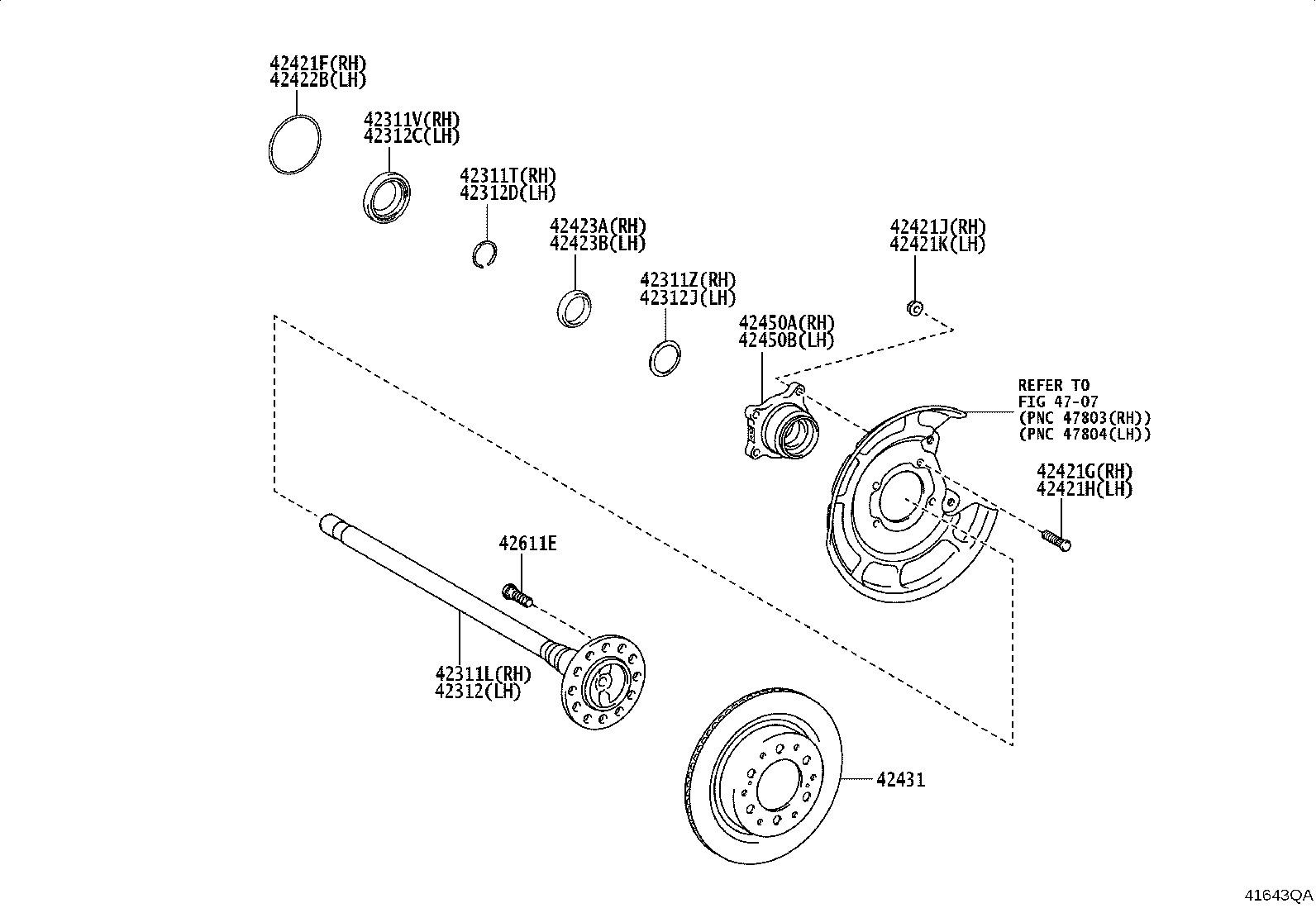 42450-AK010 HUB & BEARING ASSY, REAR AXLE, RH product image