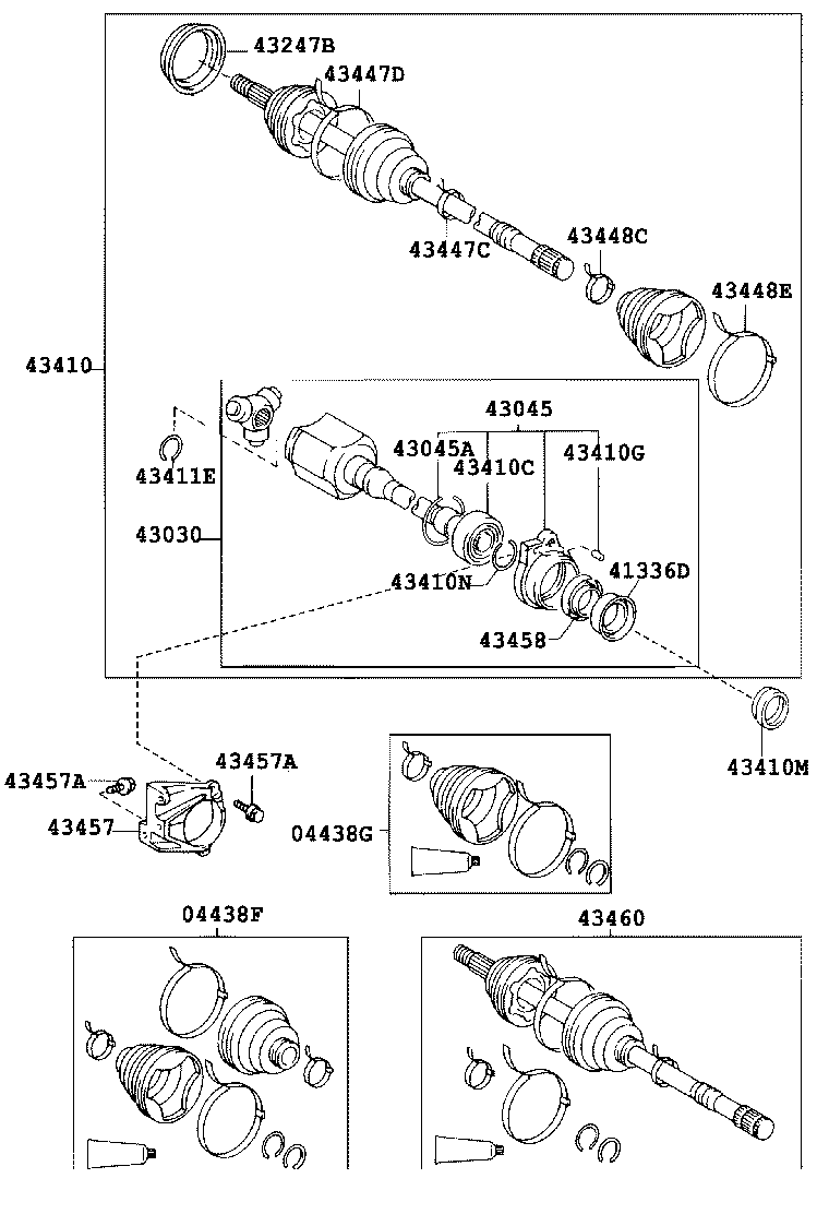 04438-44040 BOOT KIT, FRONT DRIVE SHAFT, IN & OUTBOARD, LH product image
