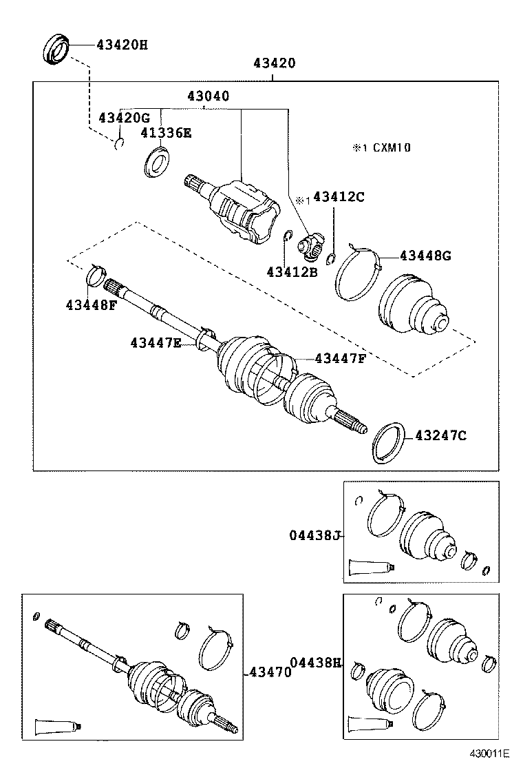 04438-44040 BOOT KIT, FRONT DRIVE SHAFT, IN & OUTBOARD, LH product image