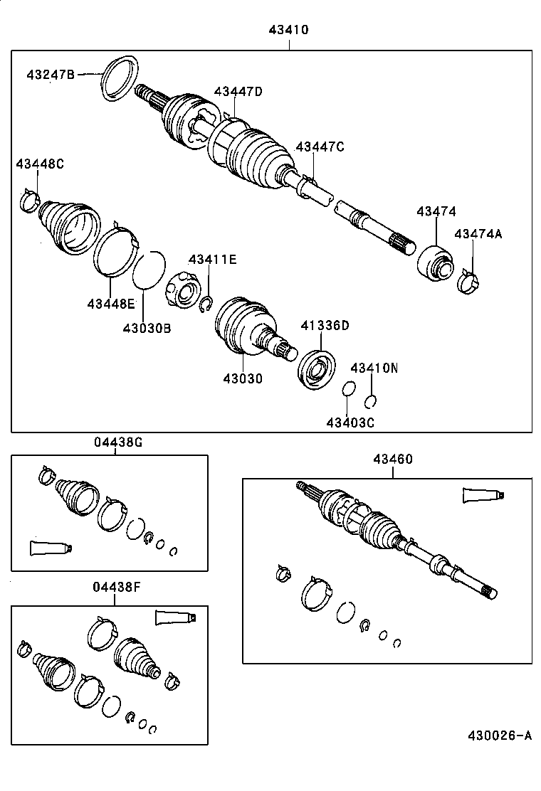 04438-20190 BOOT KIT, FRONT DRIVE SHAFT, IN & OUTBOARD, RH product image