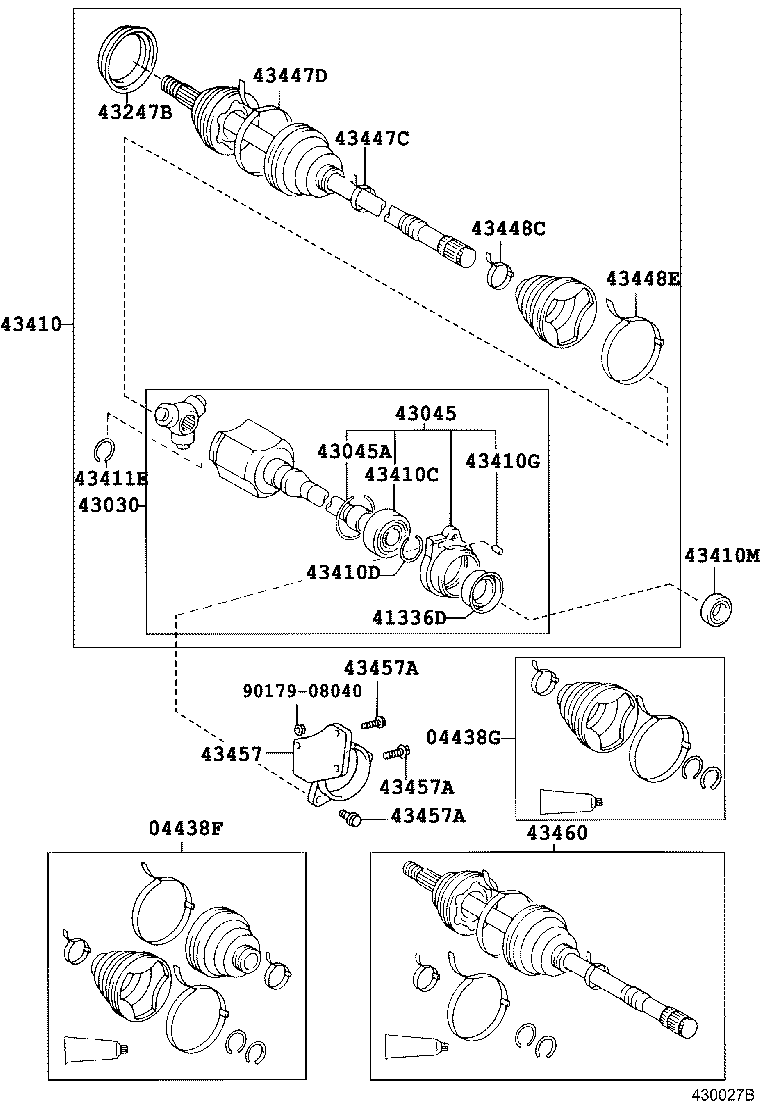 04438-20350 BOOT KIT, FRONT DRIVE SHAFT, IN & OUTBOARD, RH product image